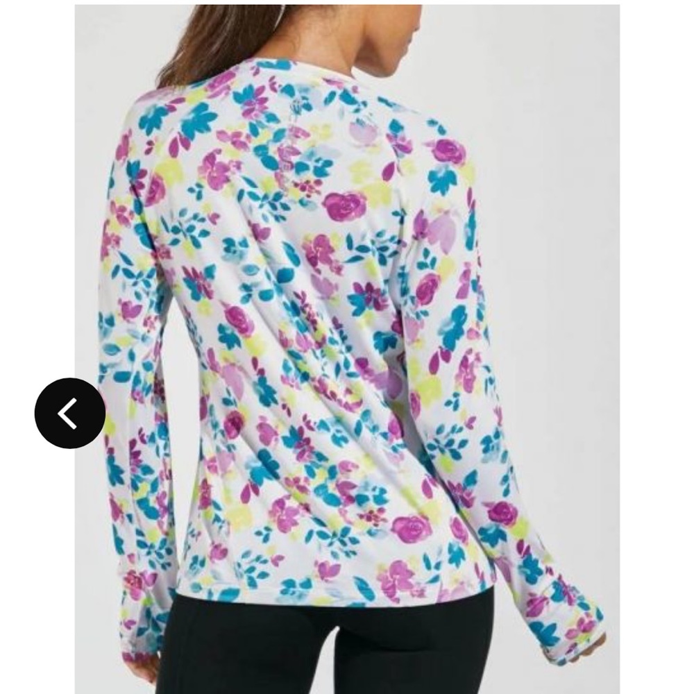 Coolibar UV Long Sleeve Devi, Dynamic Floral Fitness Shirt - Picture 2 of 8